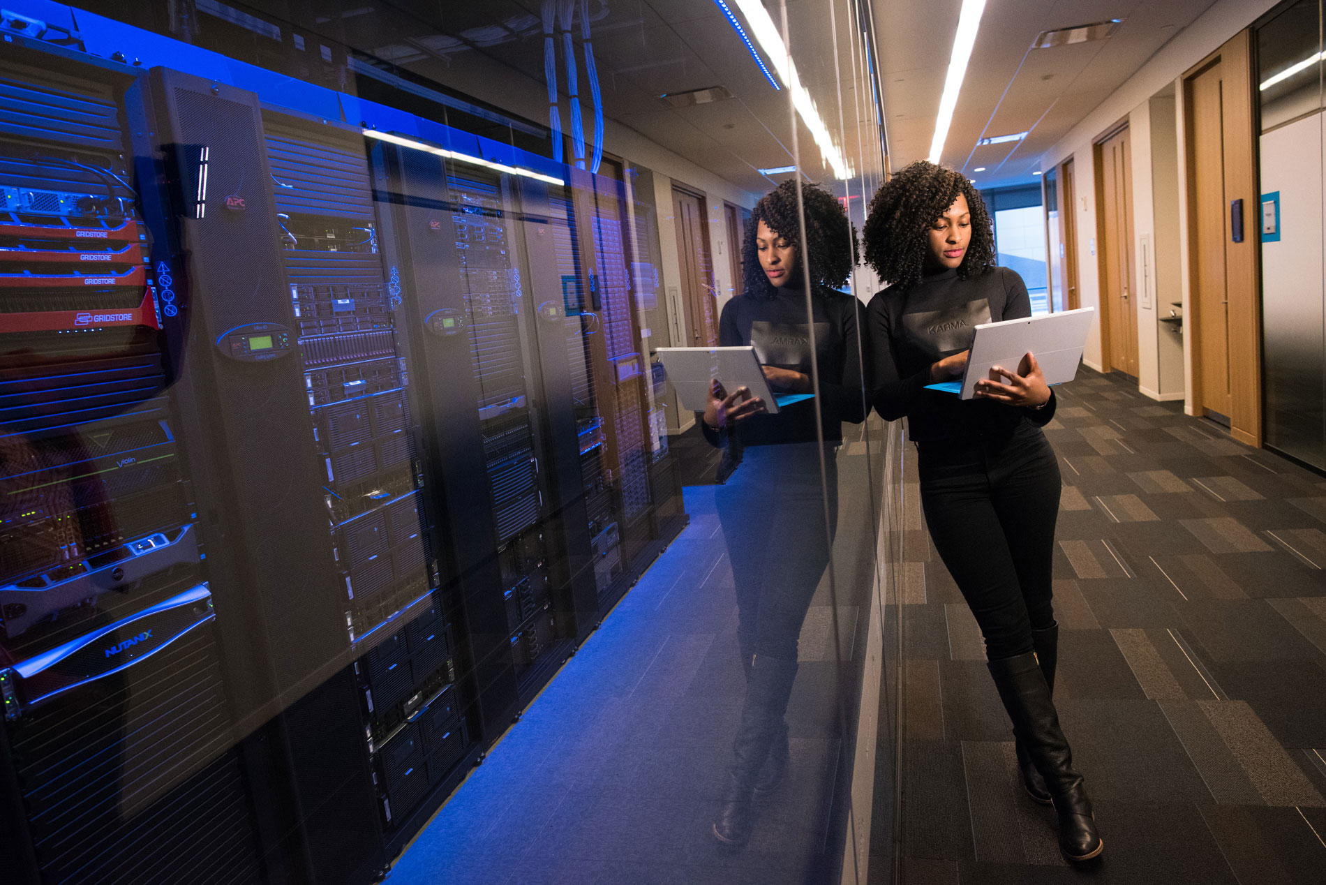 Technology professional in a server environment